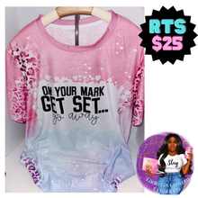 Load image into Gallery viewer, On Your Mark Get Set Go Away T-Shirt: Ombre Faux Bleached