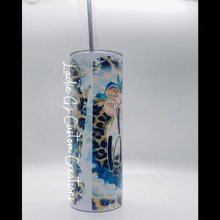 Load image into Gallery viewer, 20oz. Tumbler Cup - Blessed Mama, Leopard Print and Light Blue - Ready to ship